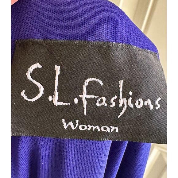 S.L. Fashions Women's Polyester Asymmetrical Hem Flutter Sleeve Dress Size Lg - Picture 4 of 6